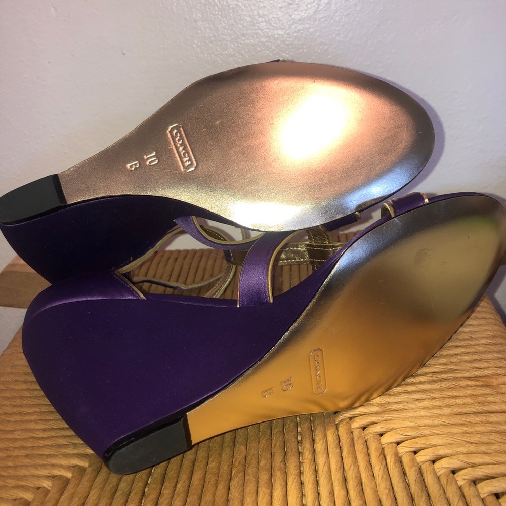Coach purple open toe wedge heels size 10 - Picture 5 of 6